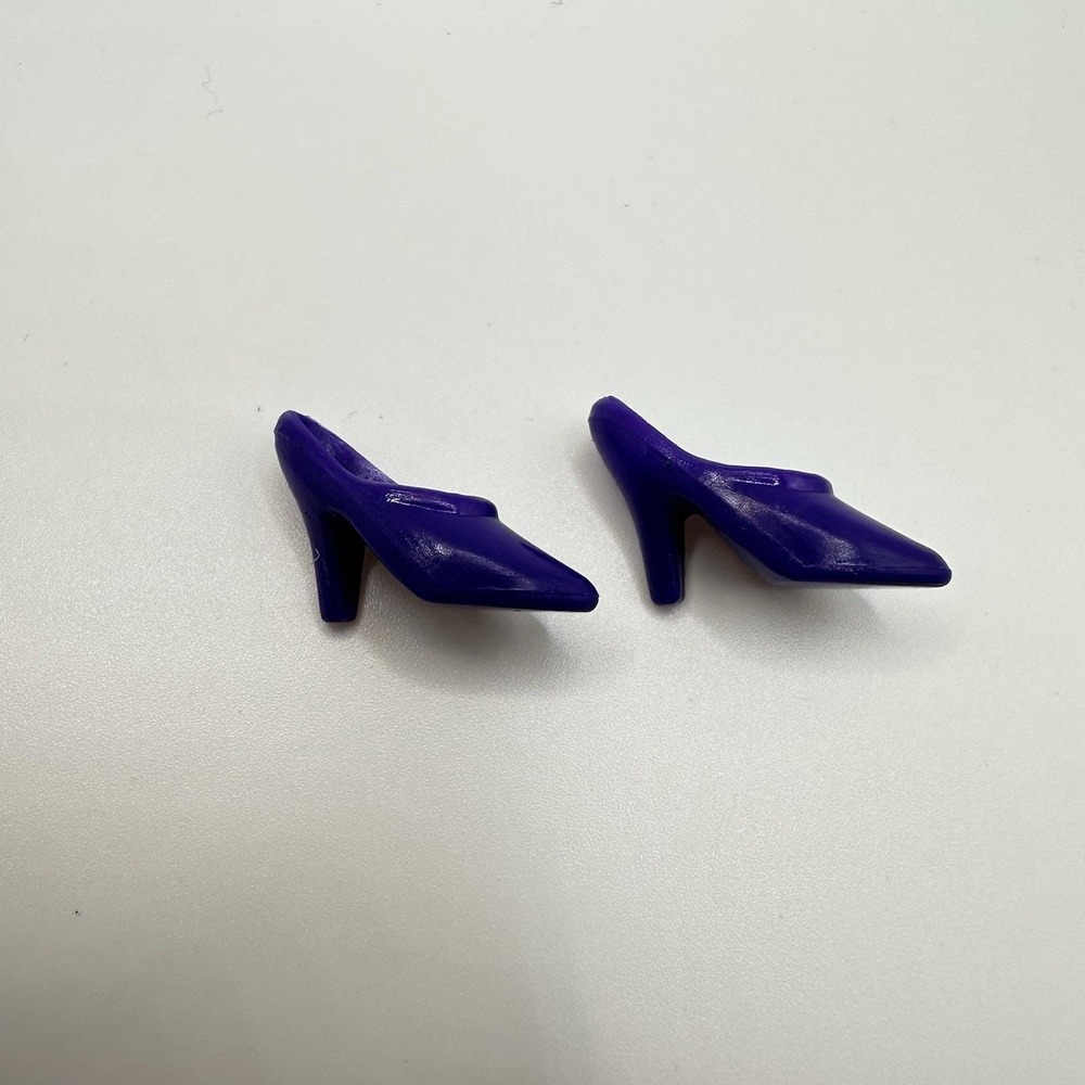 VTG Barbie Doll Shoes Purple Plum Heels Slide On Closed Toe Mattel 80's